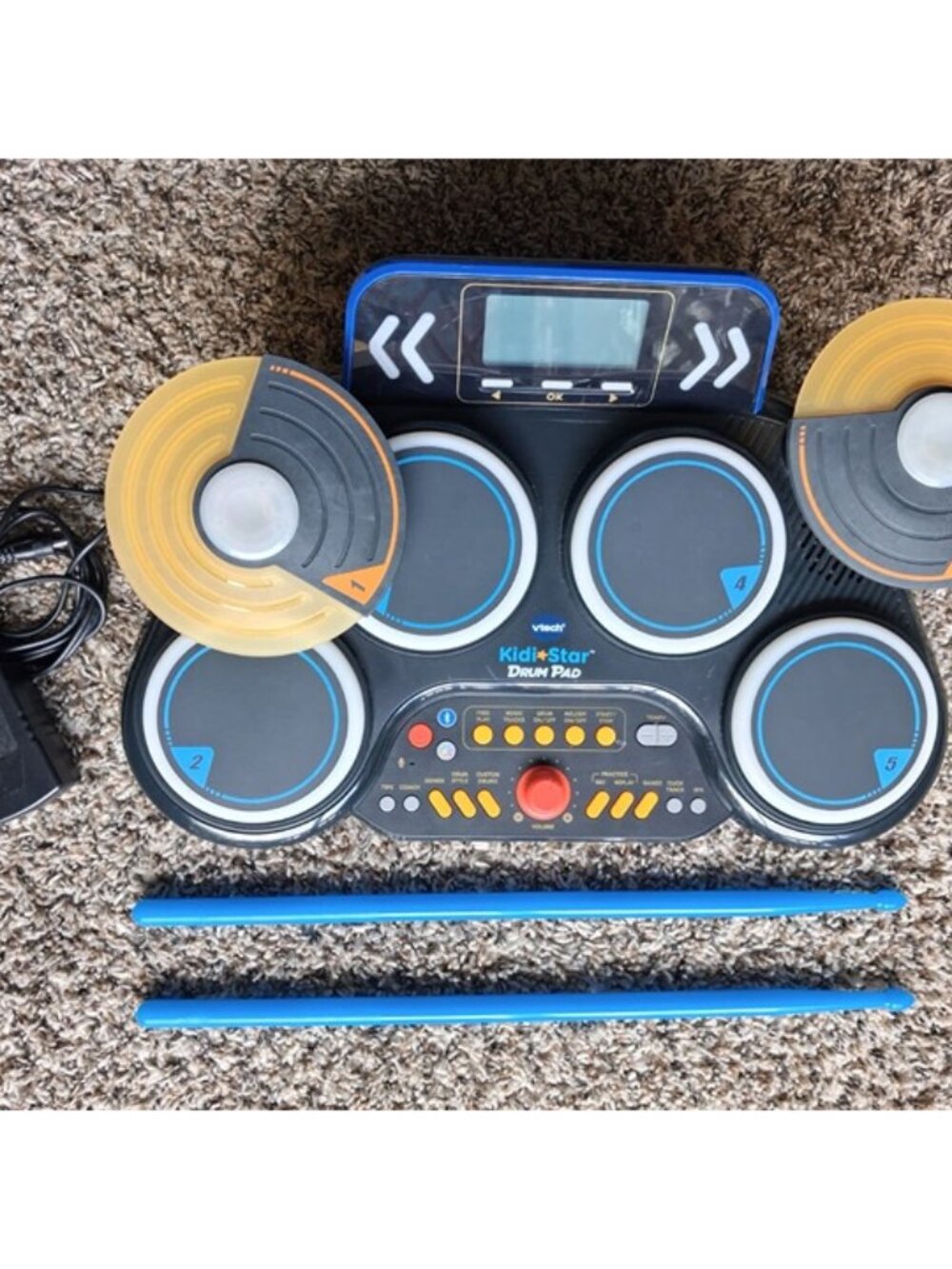 VTech Kidi Star Drum Pad Complete Set Lights Sounds w/ Charger & Drumsticks Test